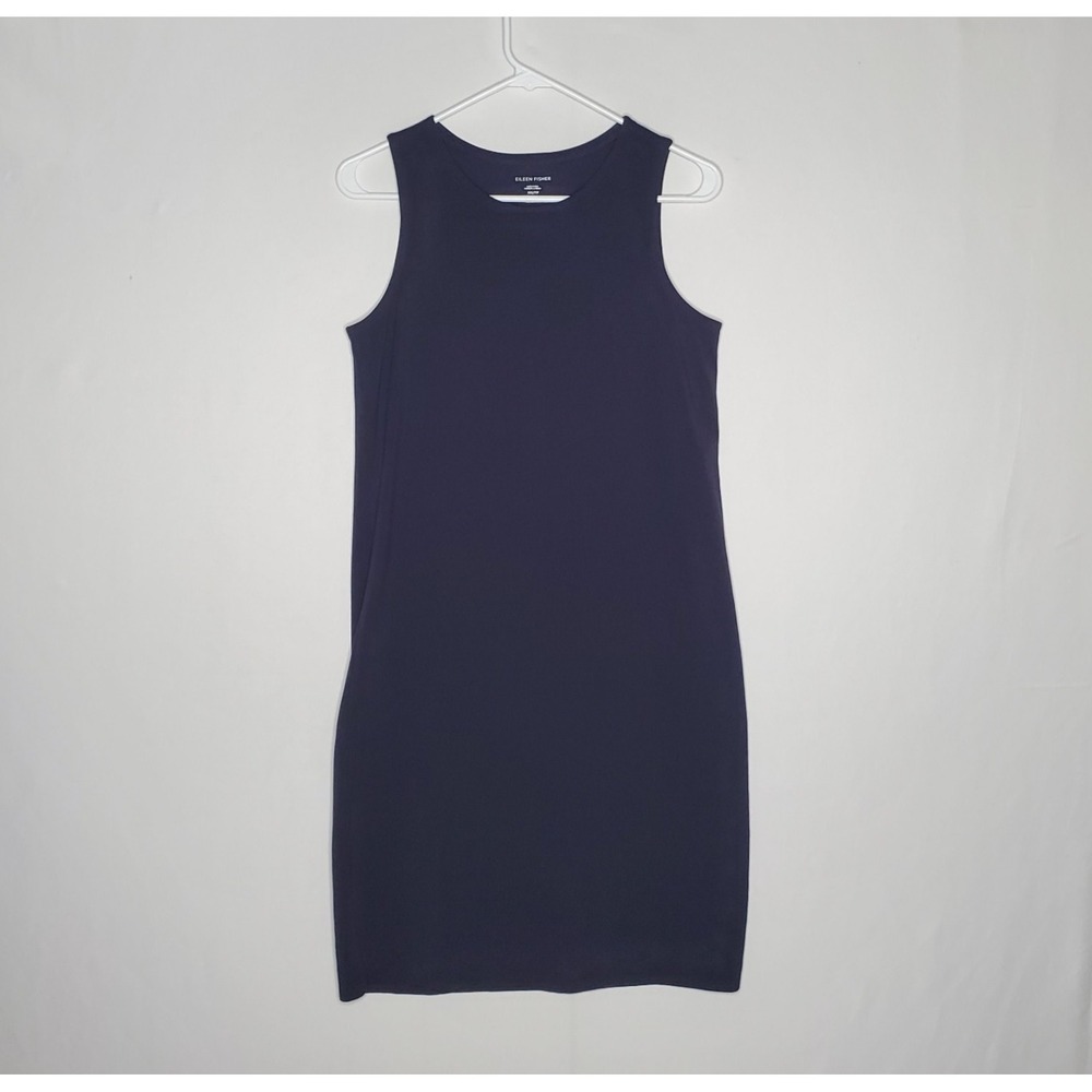 Eileen Fisher Jersey Dress XXS Navy Stretch Sleeveless Casual Minimalist